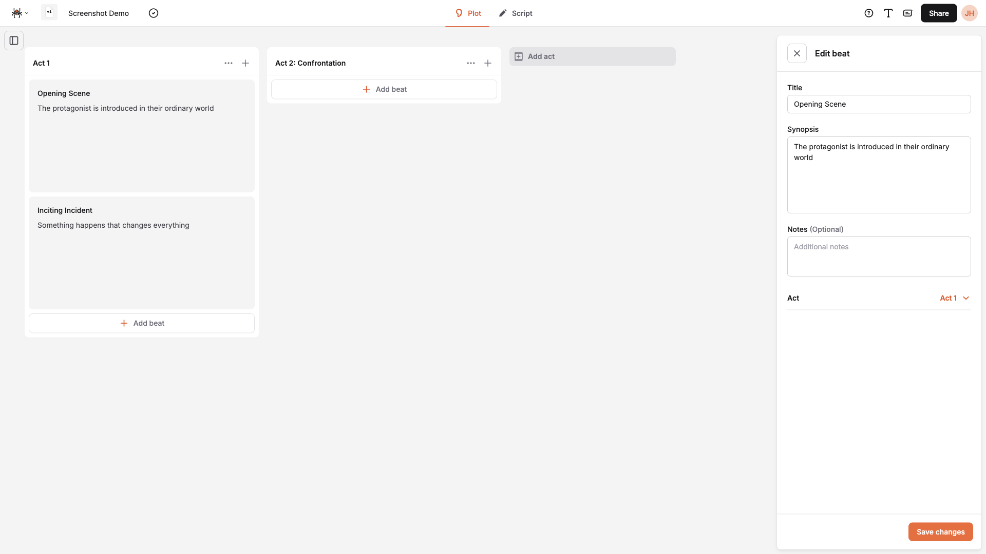 Beat editing interface