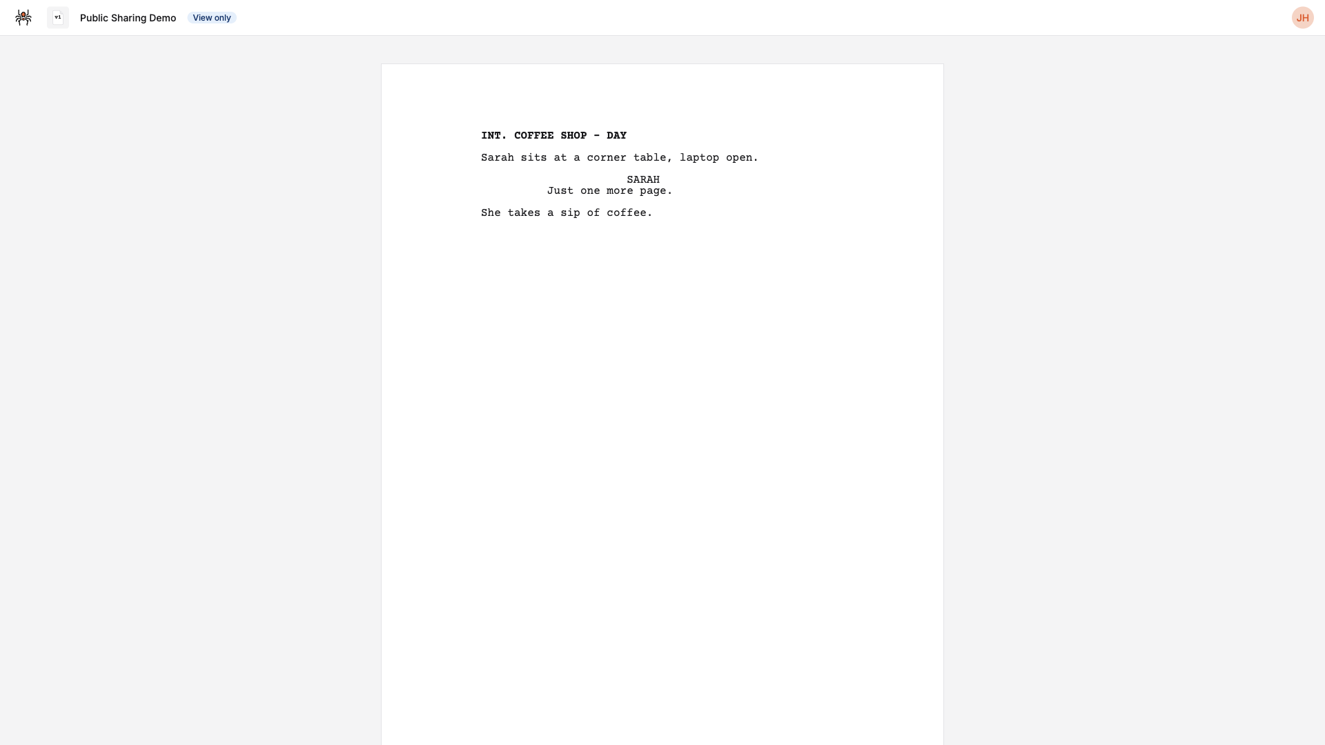 Public view of shared script — read-only layout