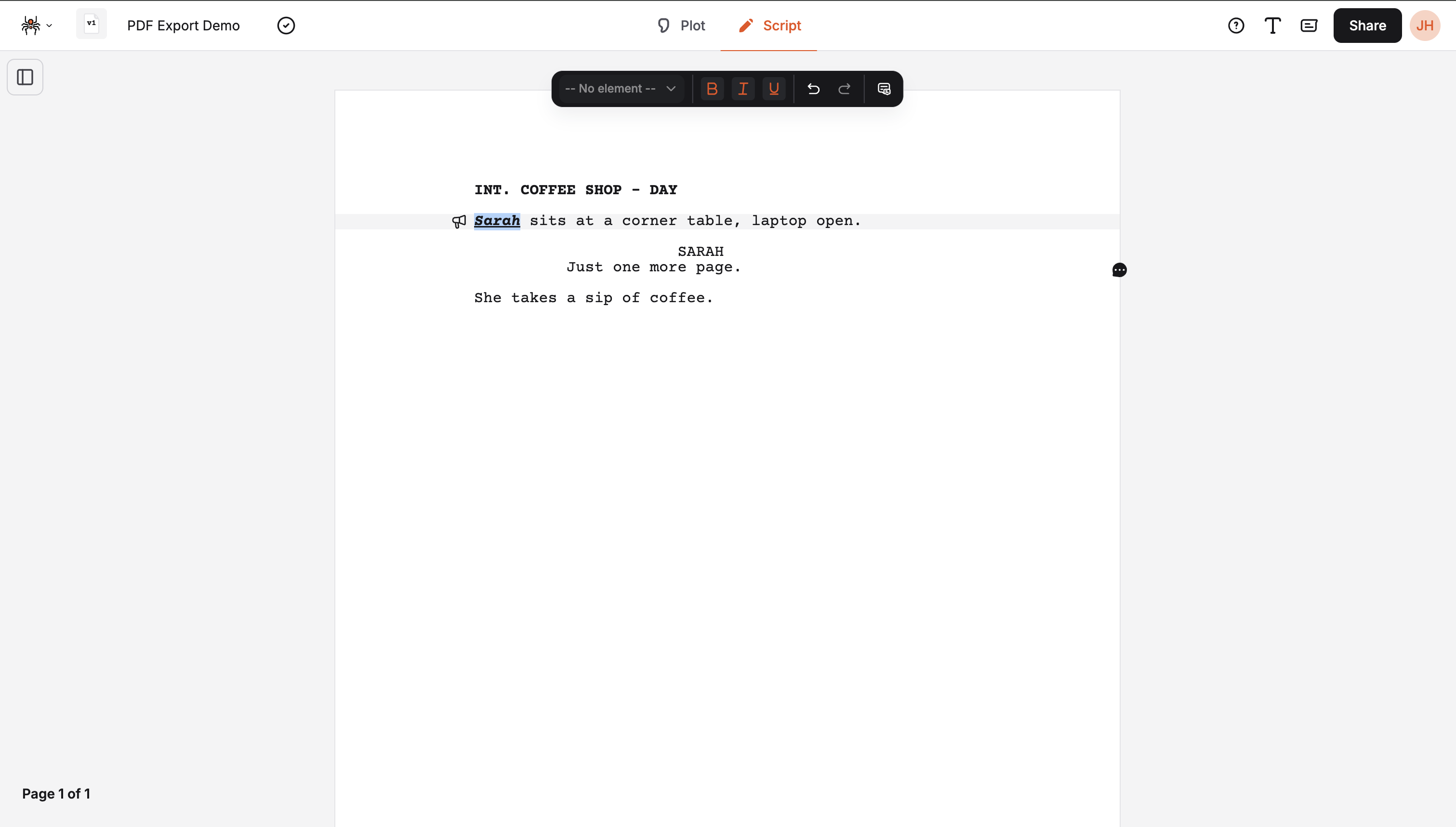 Text formatting buttons