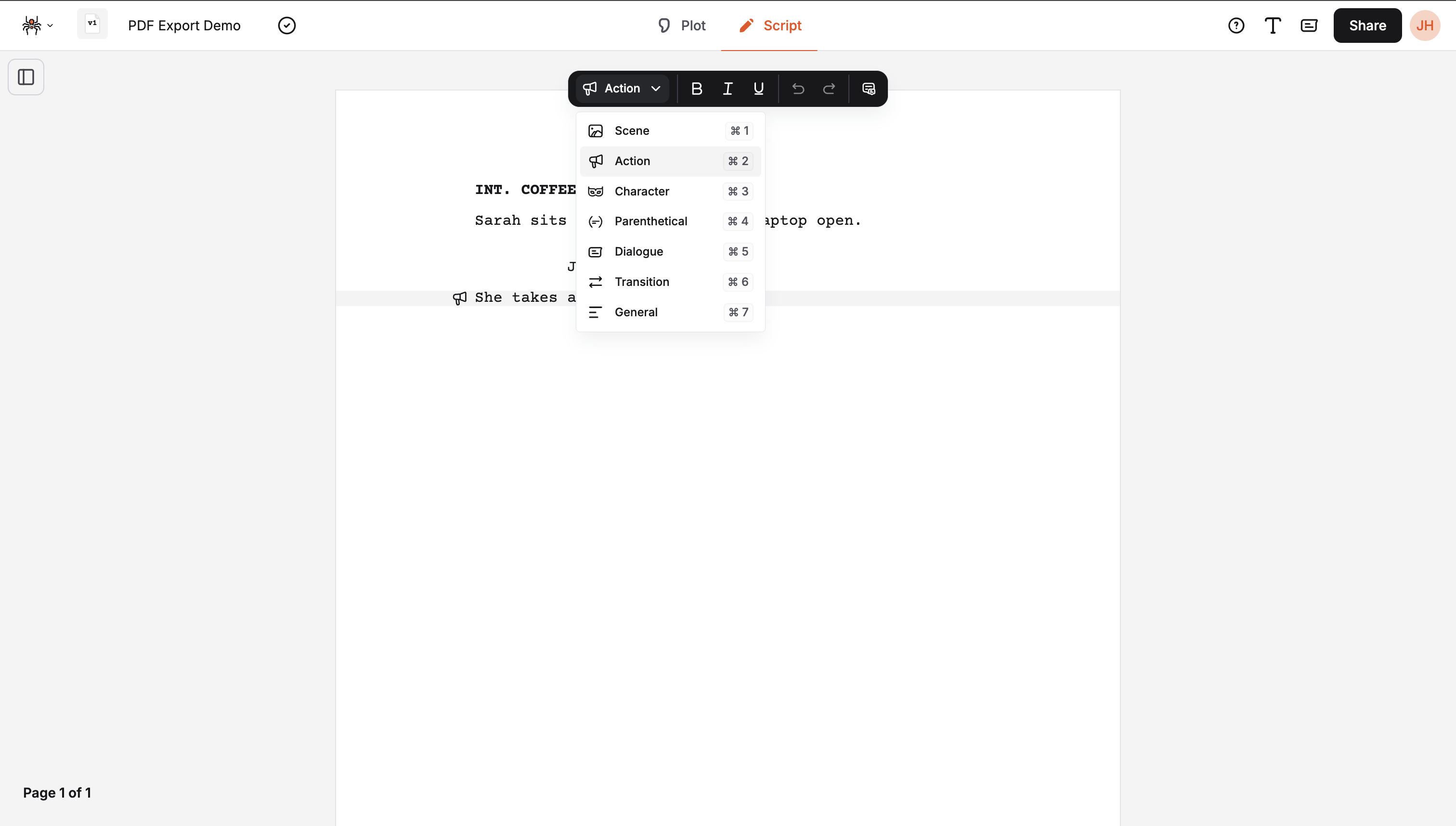 Element selector dropdown open
